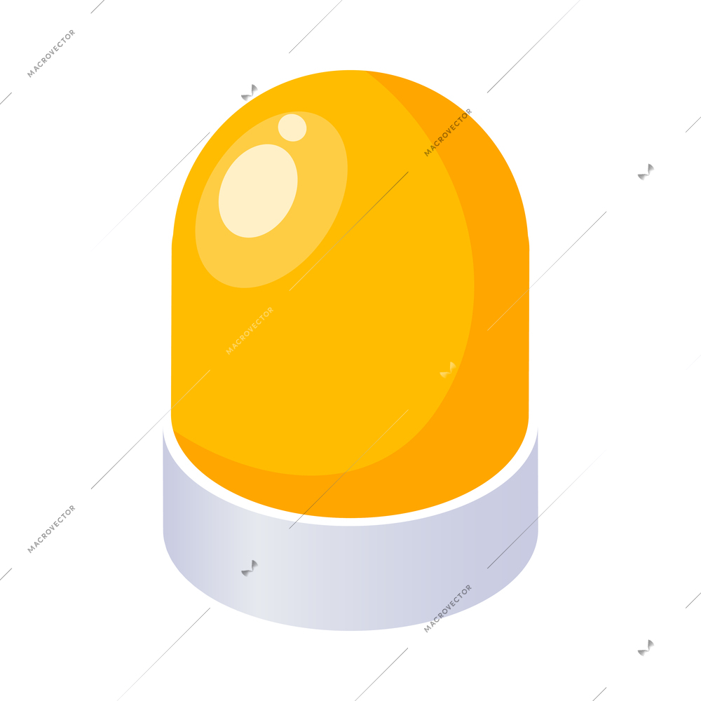 Isometric yellow flasher lamp icon on white background 3d vector illustration