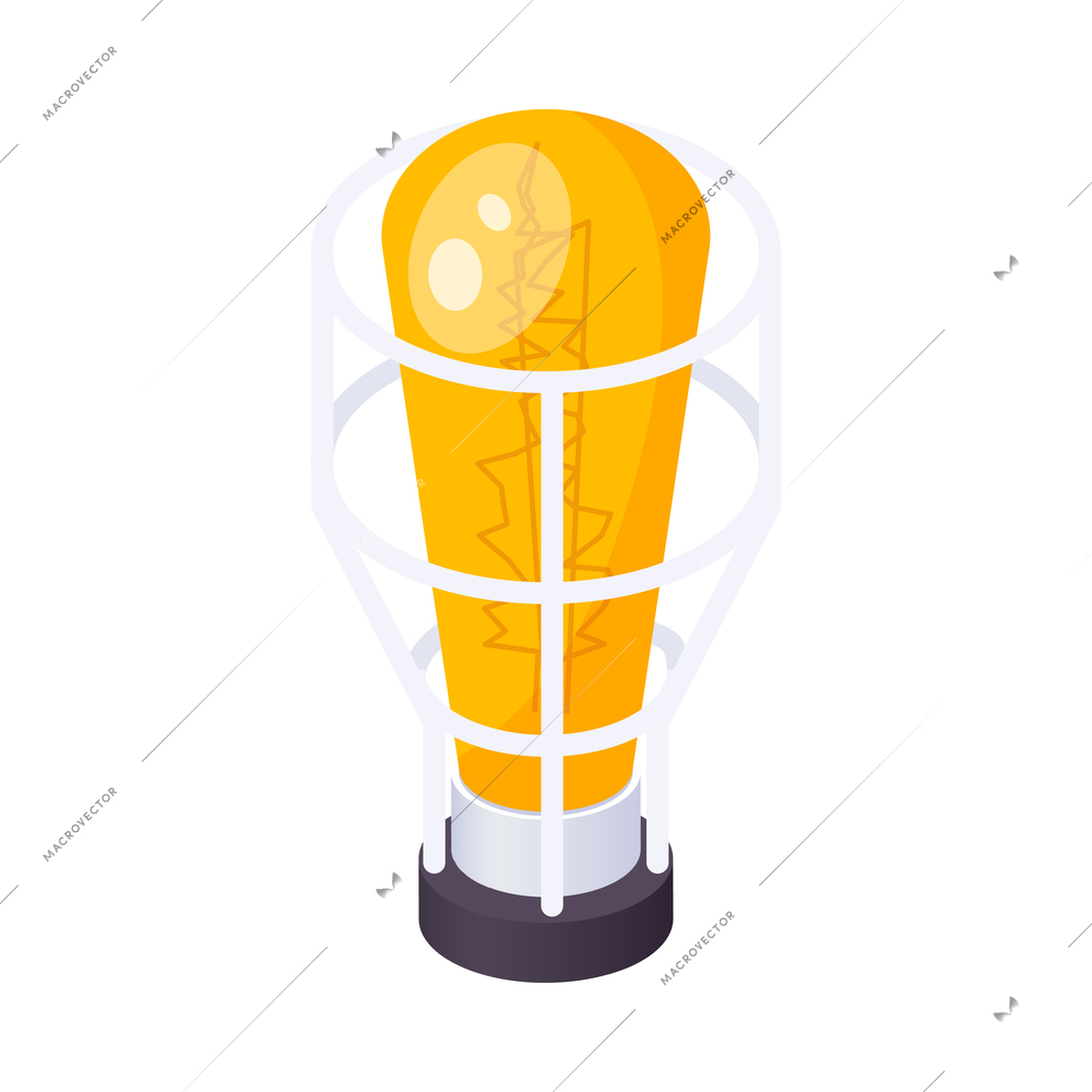 Isometric yellow lamp lightbulb against white background vector illustration