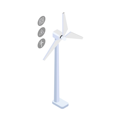 Isometric smart wind turbine on white background 3d vector illustration