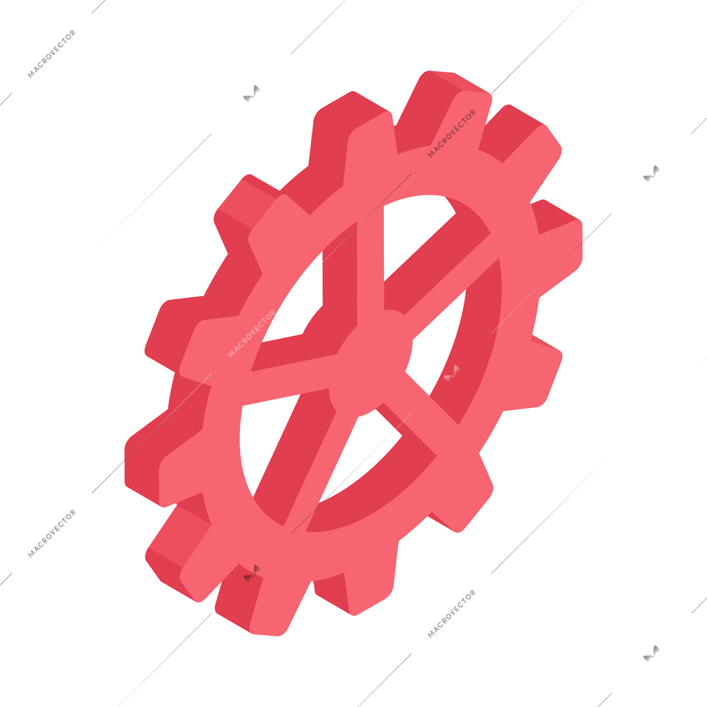 Isometric color cog wheel gear against blank background vector illustration