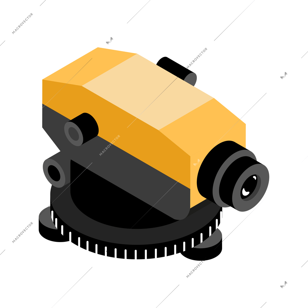 Theodolite instrument isometric icon on white background 3d vector illustration