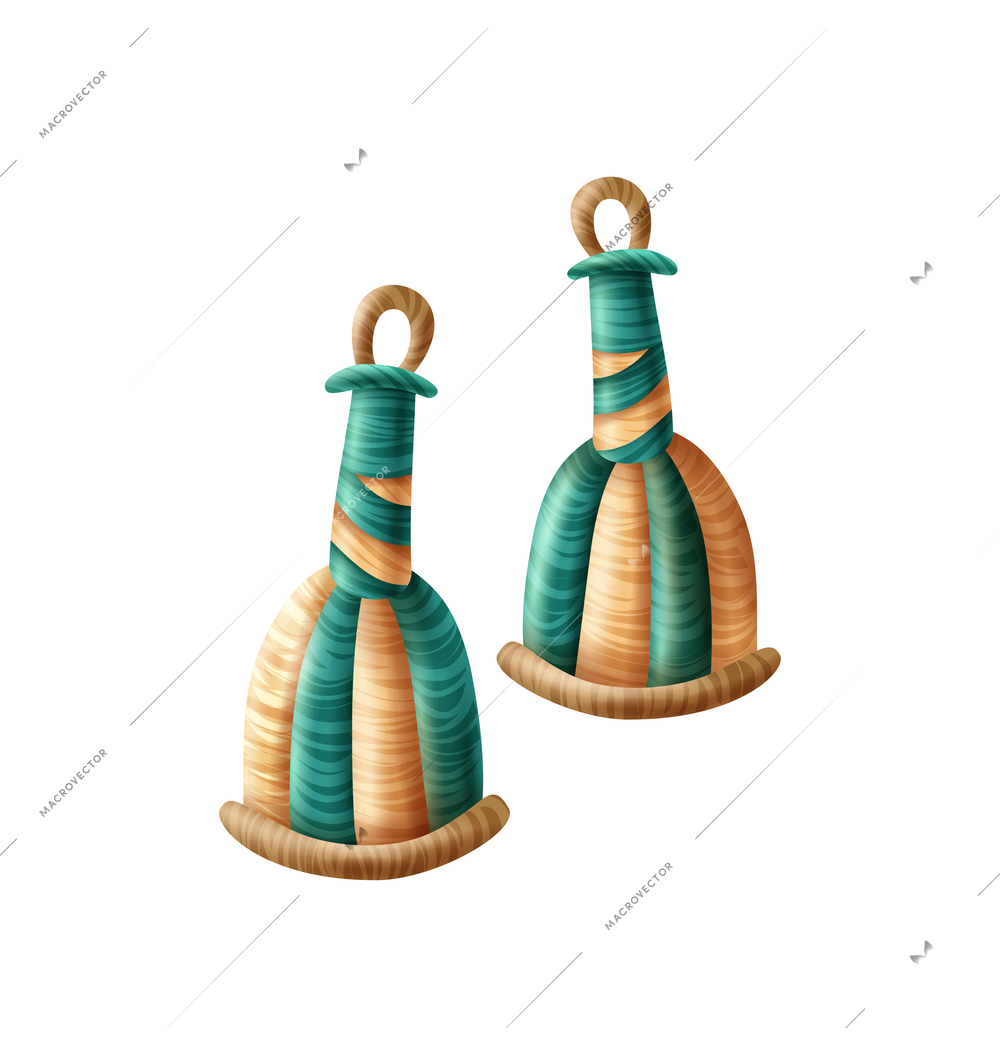 Traditional braided caxixi brazilian musical instrument realistic vector illustration