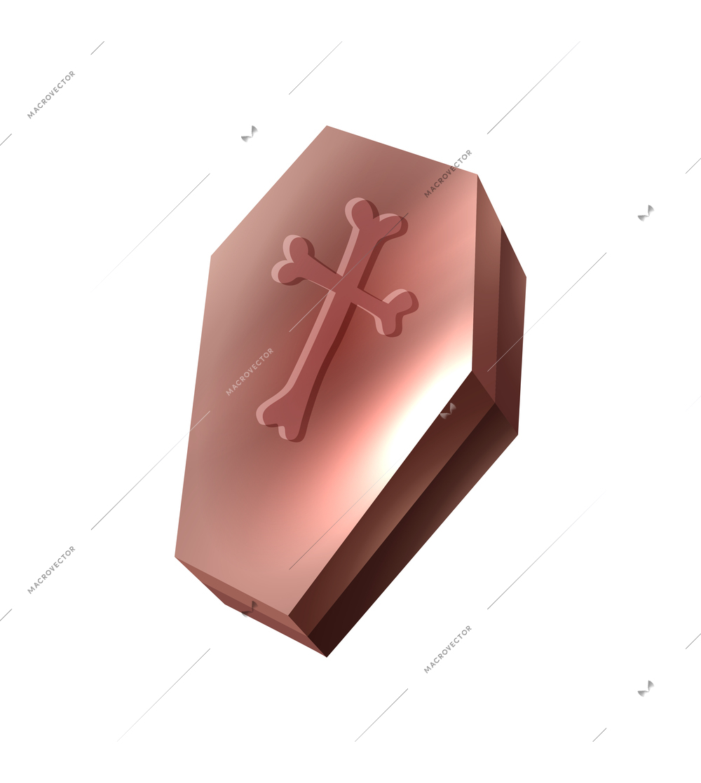 Realistic shiny coffin icon on white background vector illustration