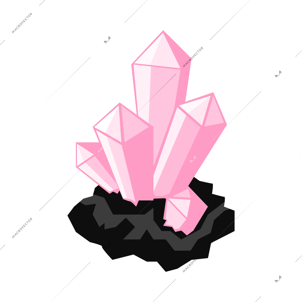 Natural pink mineral isometric icon 3d vector illustration