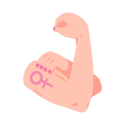 Isometric feminism women power icon on white background 3d vector illustration