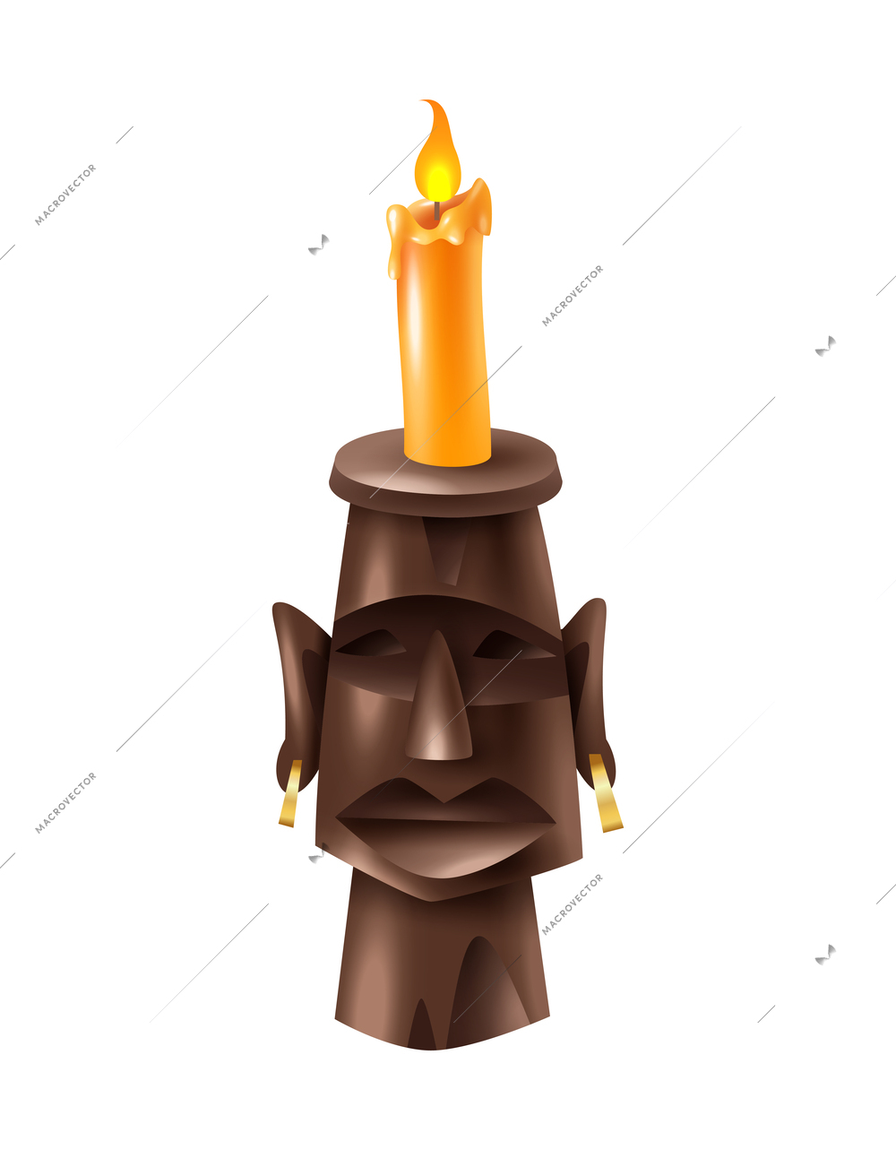 Realistic candle voodoo african occult practices attribute vector illustration