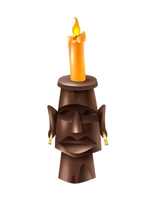 Realistic candle voodoo african occult practices attribute vector illustration