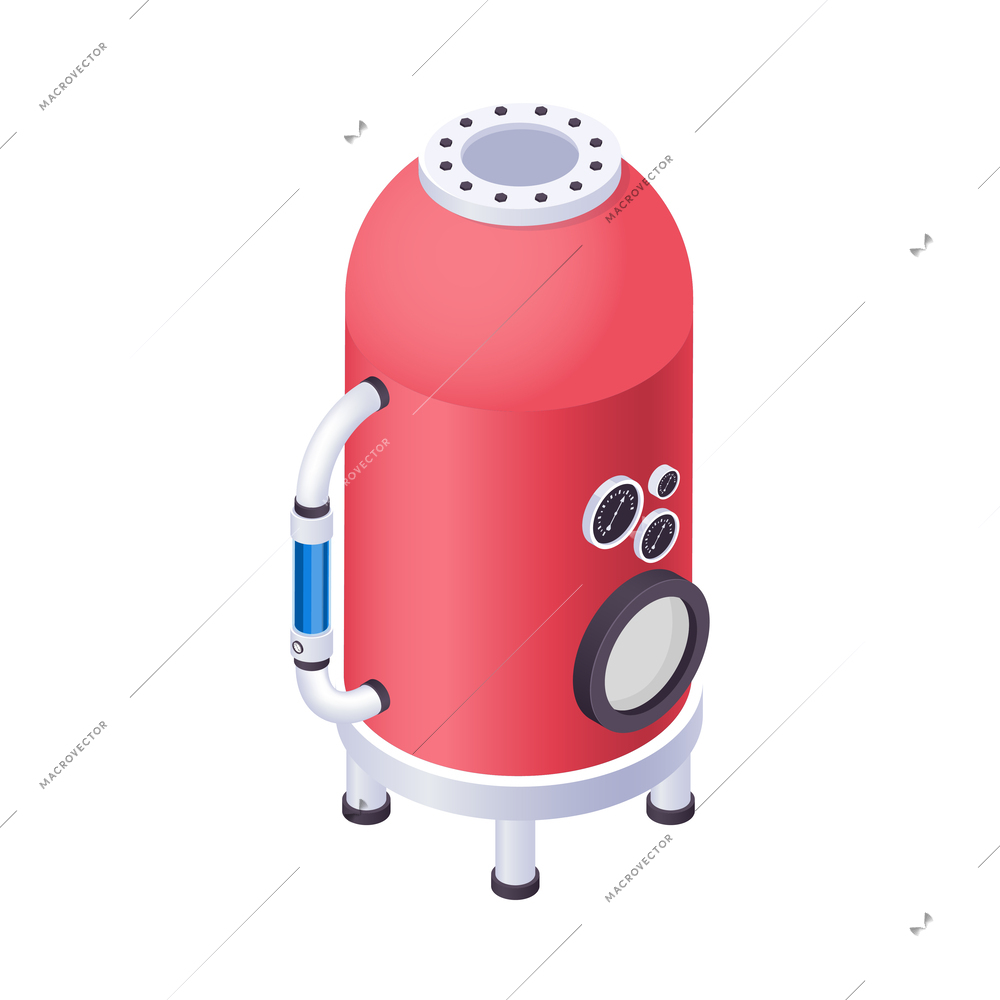 Isometric steampunk mechanism on white background 3d vector illustration