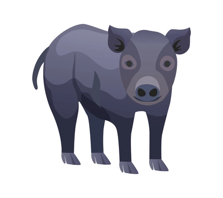 Flat black piglet on white background vector illustration