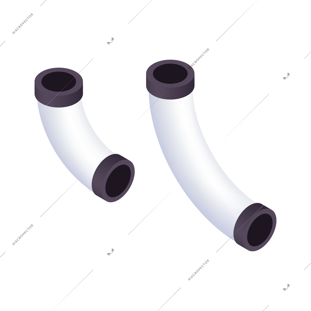 Isometric isolated black and white pipes 3d vector illustration