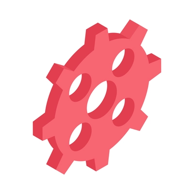 Red gear icon isometric 3d symbol on white background vector illustration