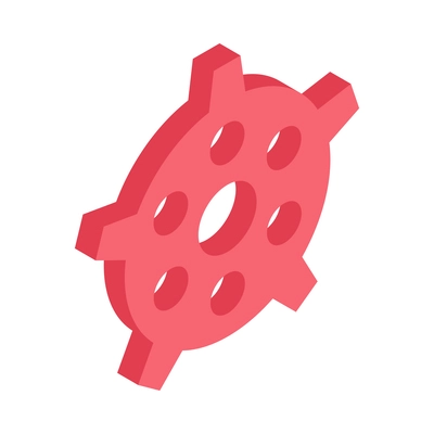 Isometric red gear on white background 3d icon vector illustration