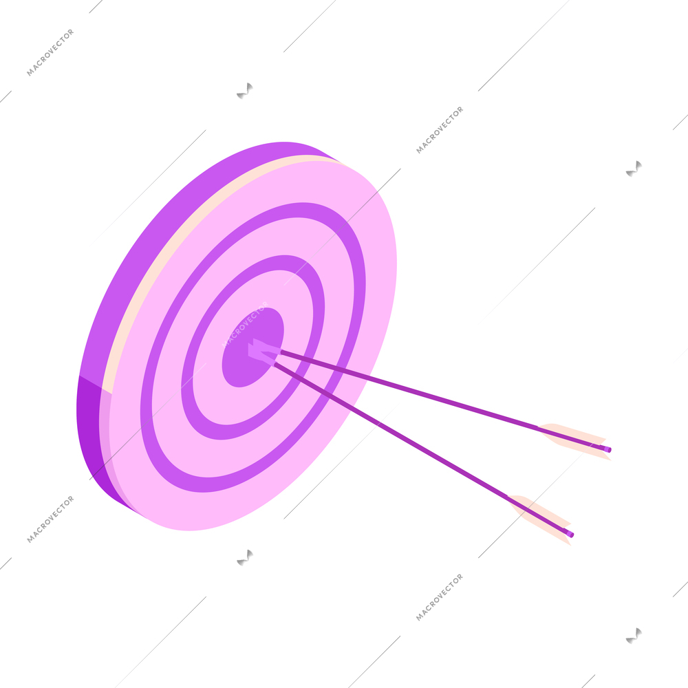 Neon target with arrows isometric icon 3d vector illustration