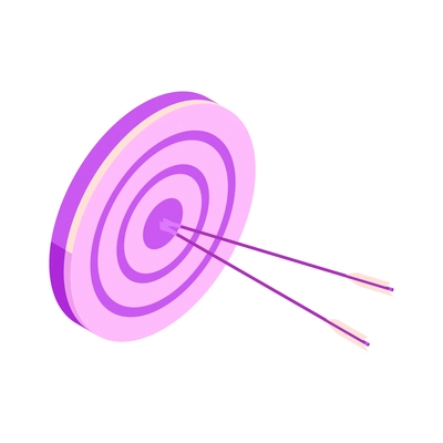 Neon target with arrows isometric icon 3d vector illustration