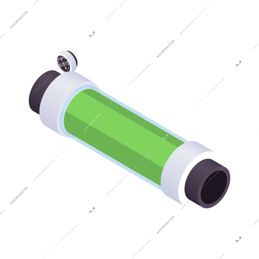 Pipe with gauge on white background 3d isometric vector illustration