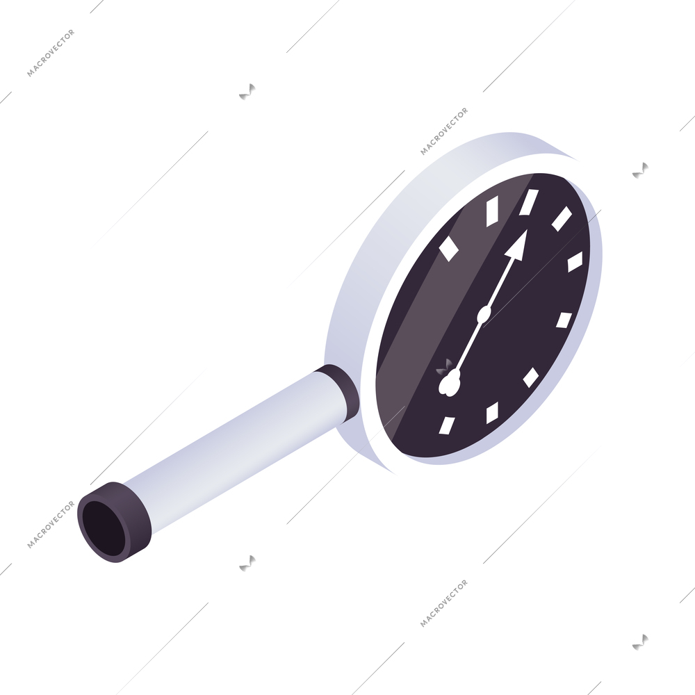 Gauge manometer isometric icon on white background 3d vector illustration