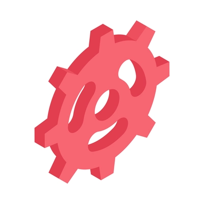 Isometric red gear wheel icon vector illustration