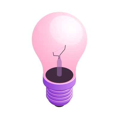 Isometric neon color light bulb icon on white background 3d vector illustration