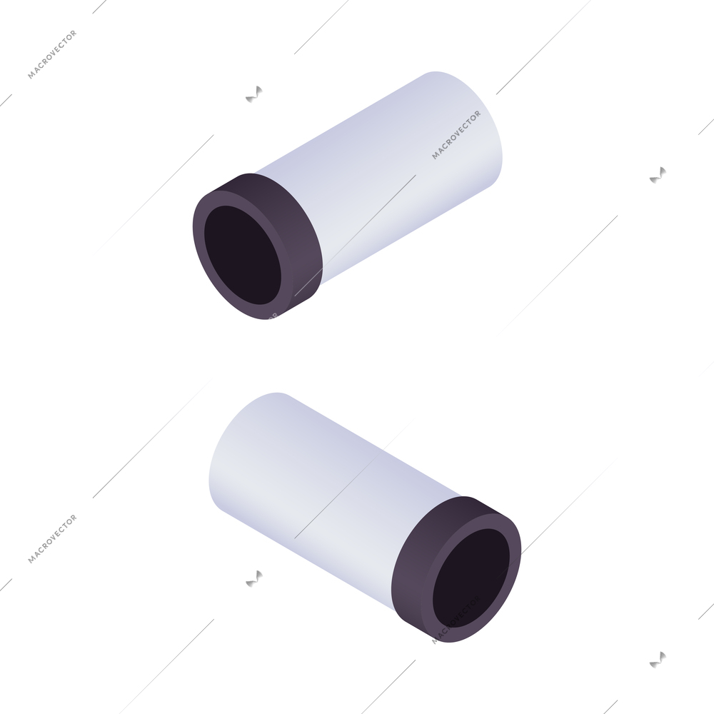 Two parts of pipe on white background isolated isometric vector illustration