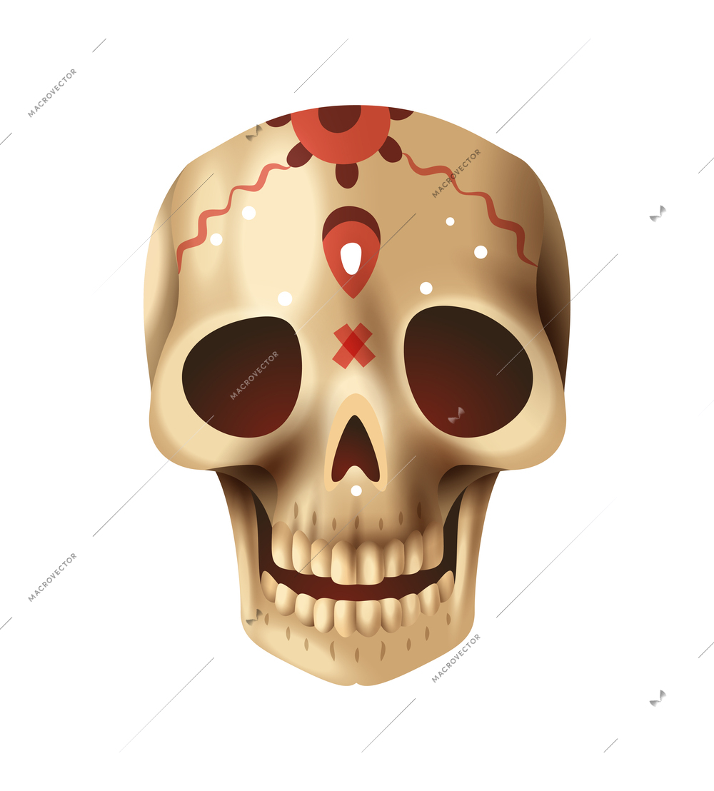 Voodoo skull african occult practices attribute realistic vector illustration