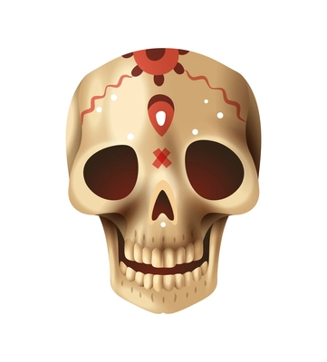 Voodoo skull african occult practices attribute realistic vector illustration