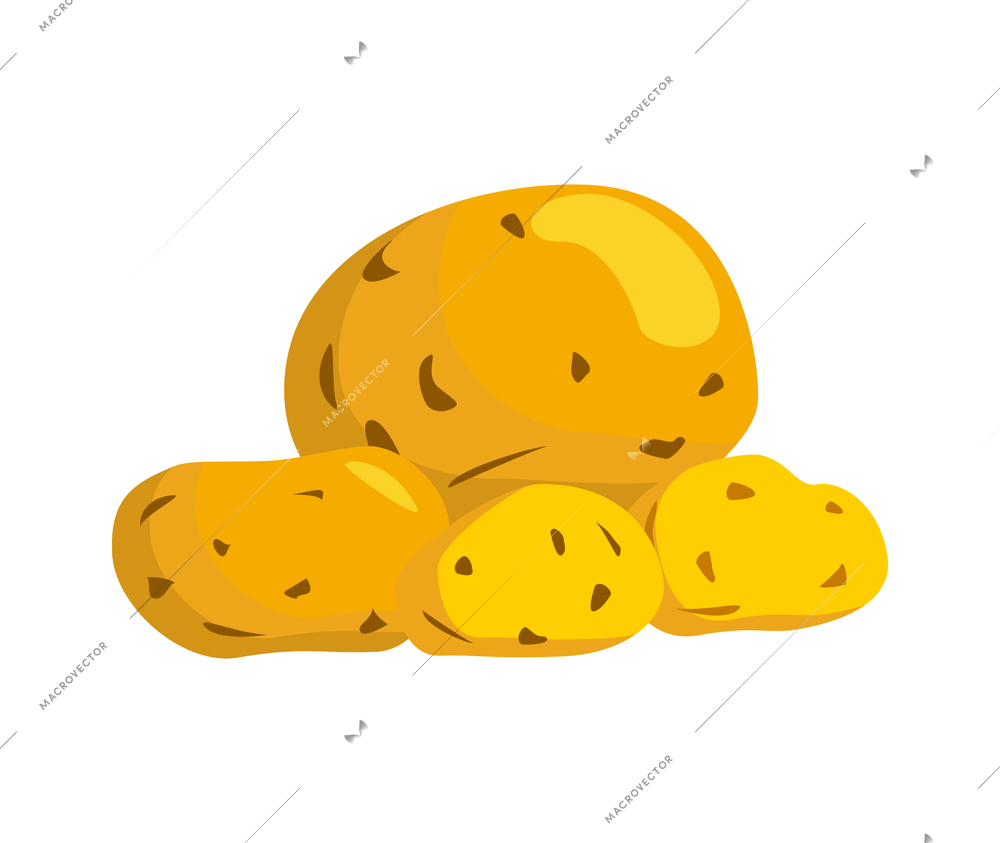 Unpeeled raw potatoes flat icon vector illustration