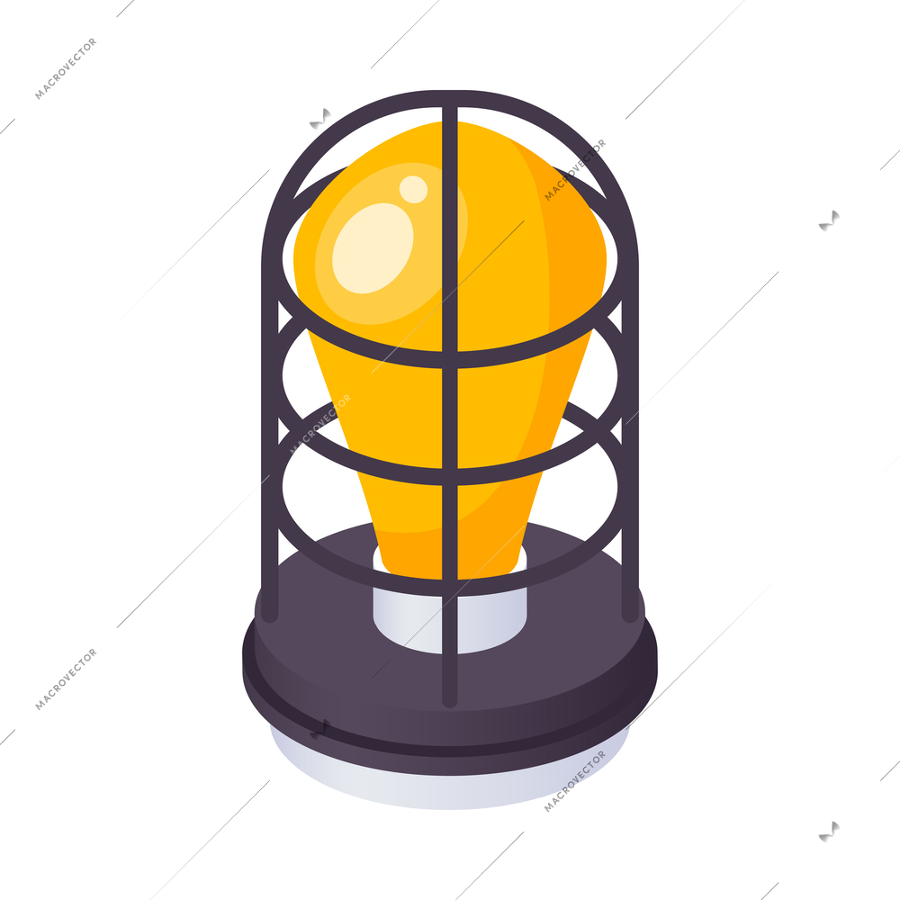 Isometric light with yellow bulb 3d icon vector illustration