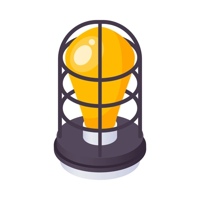 Isometric light with yellow bulb 3d icon vector illustration