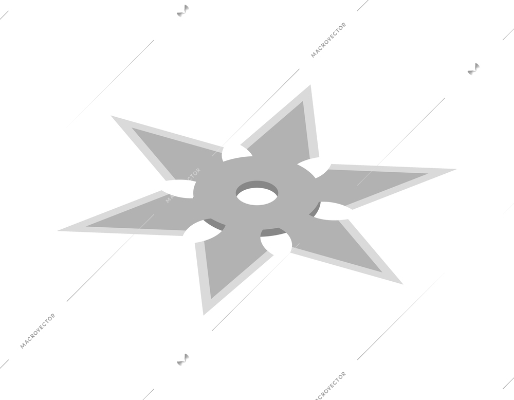 Isometric silver ninja star shuriken icon vector illustration