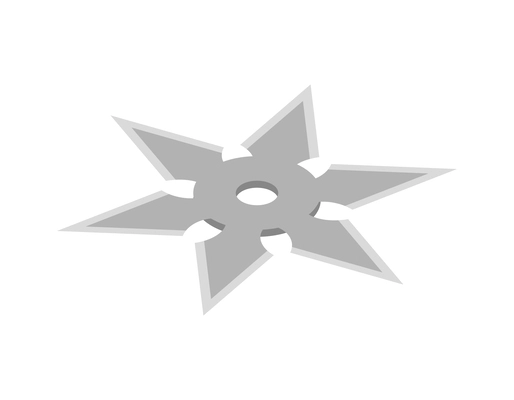 Isometric silver ninja star shuriken icon vector illustration