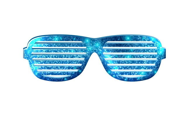 Glitter blue party carnival holiday glasses realistic vector illustration