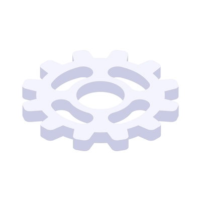 White cogwheel gear isometric 3d icon on blank background vector illustration