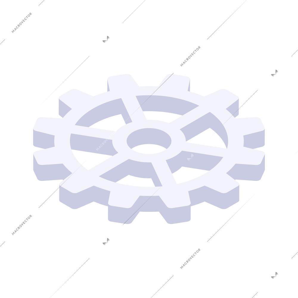 White cog wheel gear isometric 3d icon vector illustration