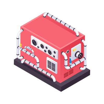 Isometric 3d steampunk machine with gauges and pipes vector illustration