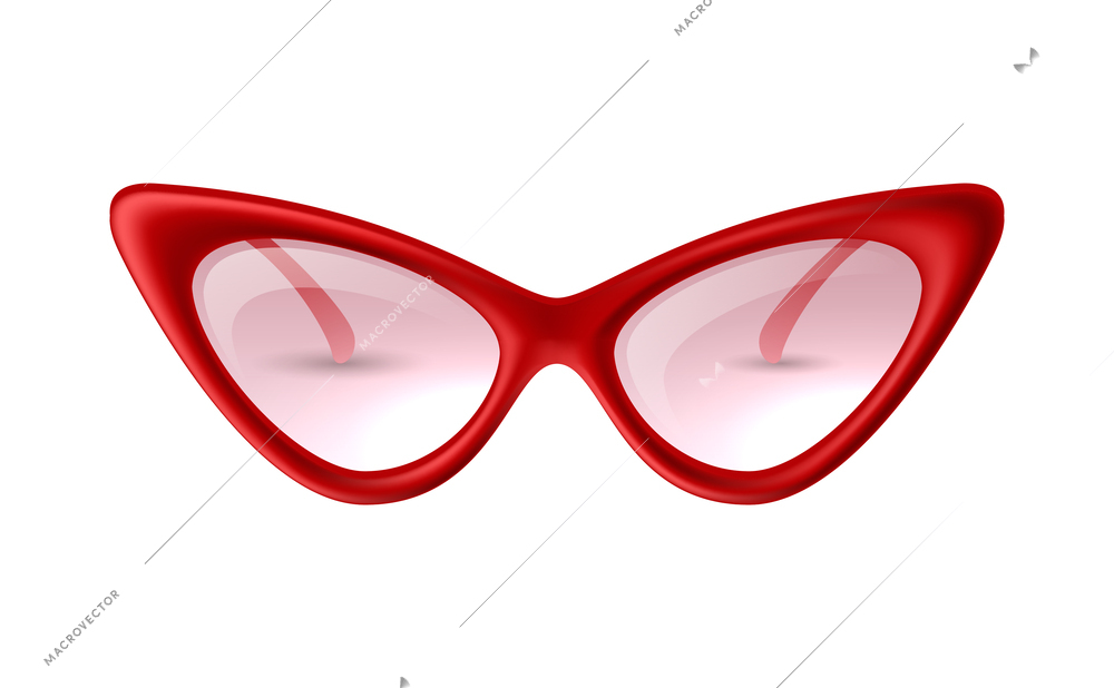 Carnival party masquerade costume eye cat shaped glasses with red frames realistic vector illustration