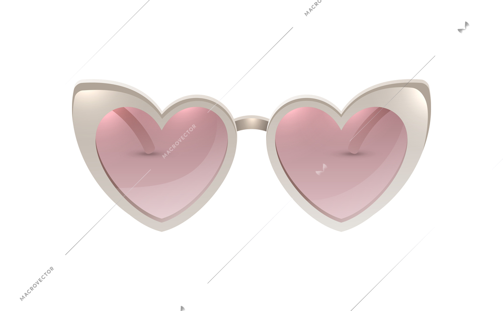 Carnival party masquerade costume heart shaped glasses realistic vector illustration