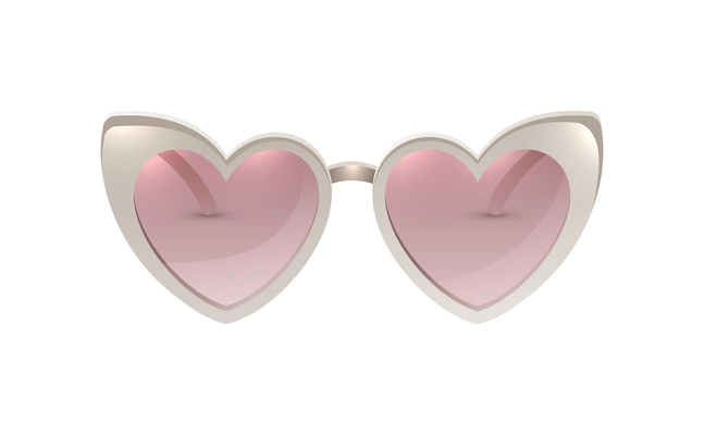 Carnival party masquerade costume heart shaped glasses realistic vector illustration