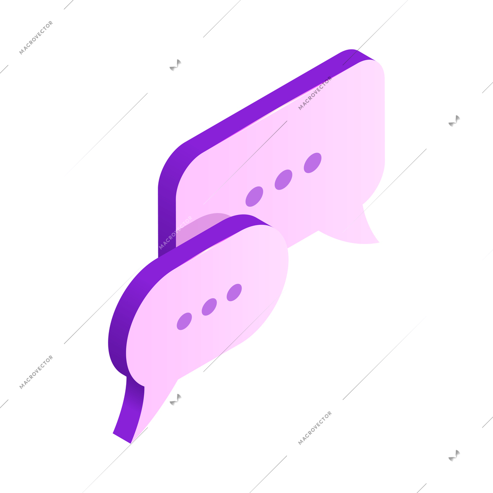 Message exchange bubbles neon isometric icon 3d vector illustration