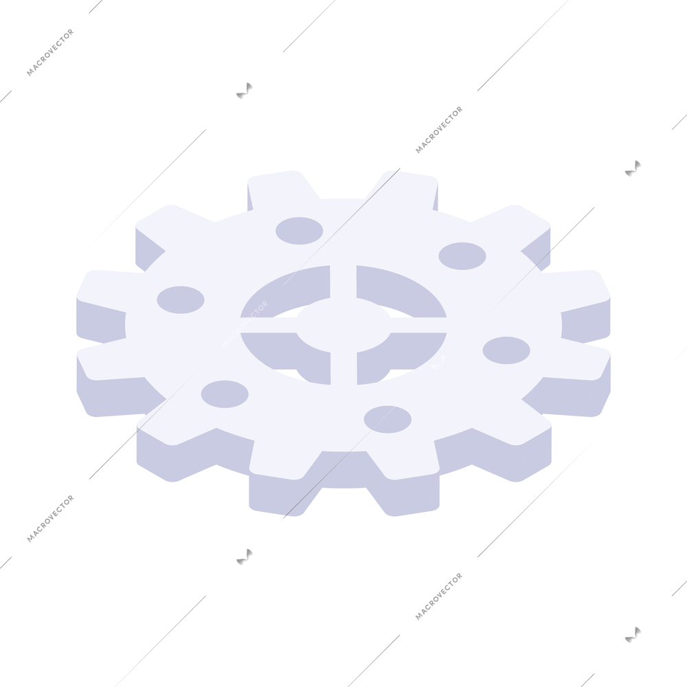 Isometric gear icon on white background 3d vector illustration