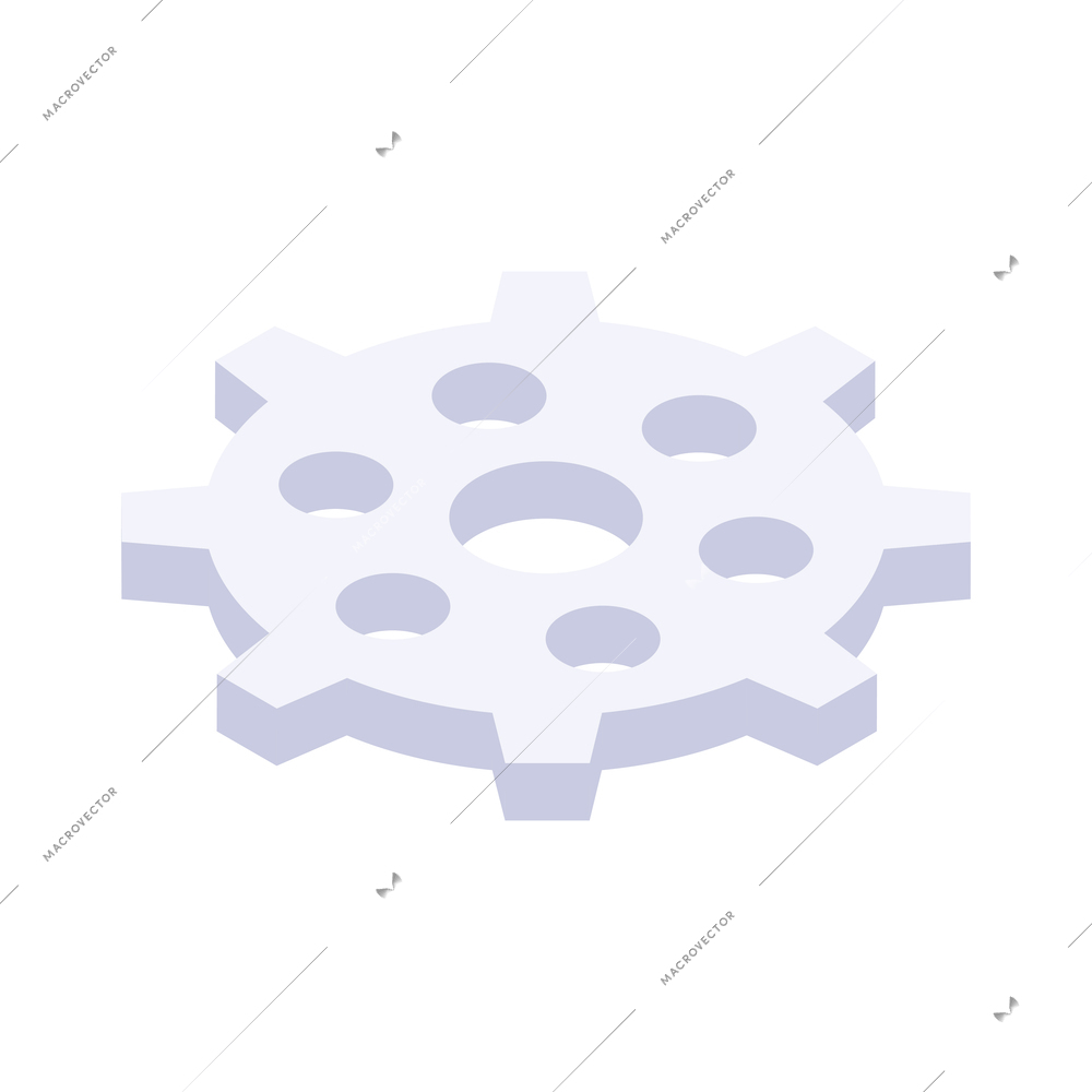 White gear isometric icon vector illustration