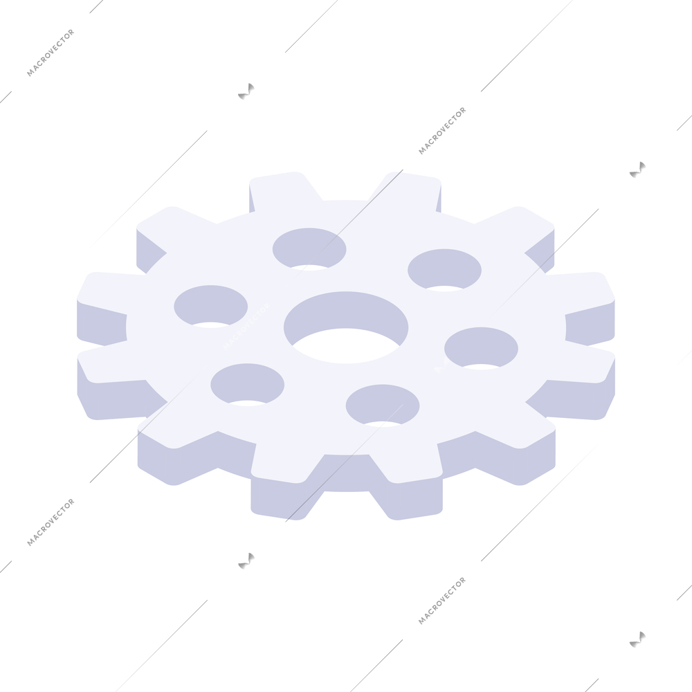 White isometric 3d gear icon vector illustration