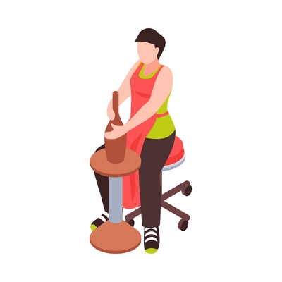Creative profession isometric icon with potter at work 3d vector illustration