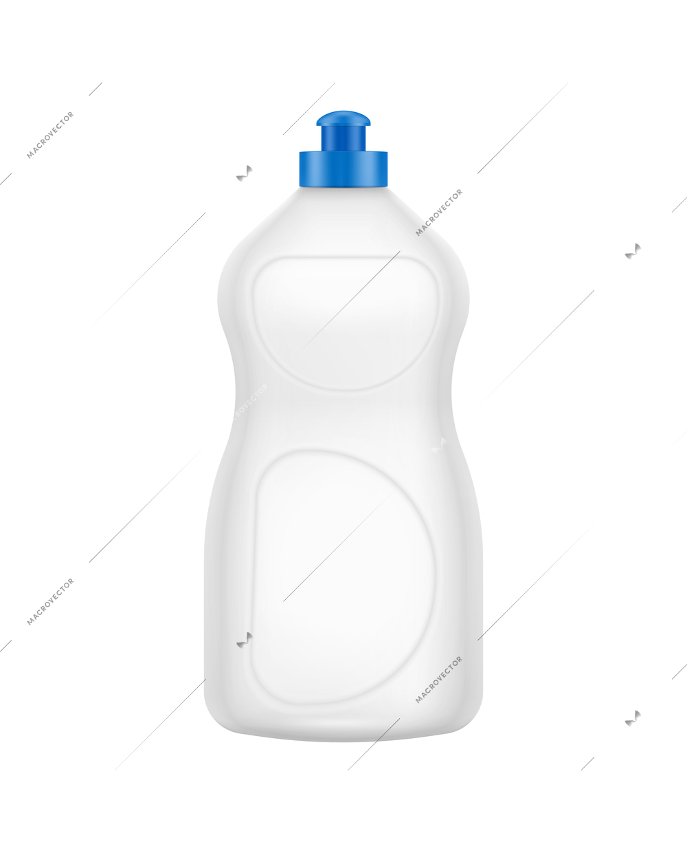 Realistic blank plastic detergent bottle with blue lid vector illustration