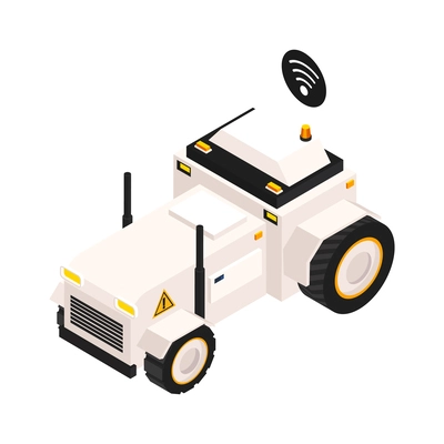 Remote controlled smart farm vehicle 3d isometric icon vector illustration