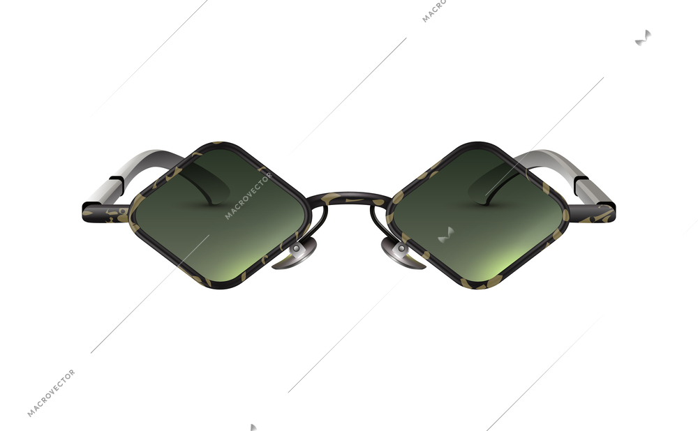 Realistic diamond shaped carnival party glasses with green lens vector illustration