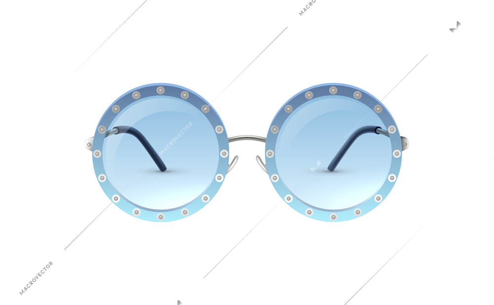 Realistic blue round carnival glasses vector illustration