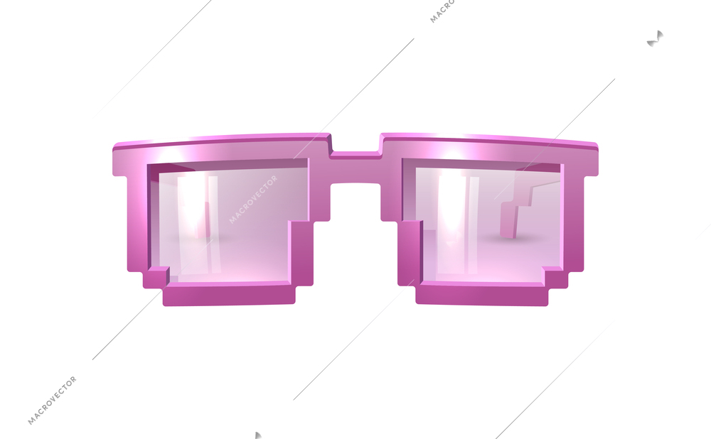 Pink square carnival party masquerade costume glasses realistic vector illustration