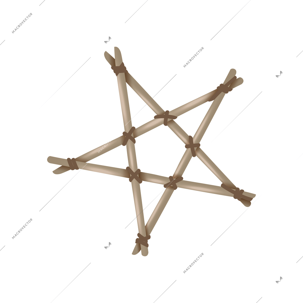 Realistic handmade voodoo occult pentagram star vector illustration