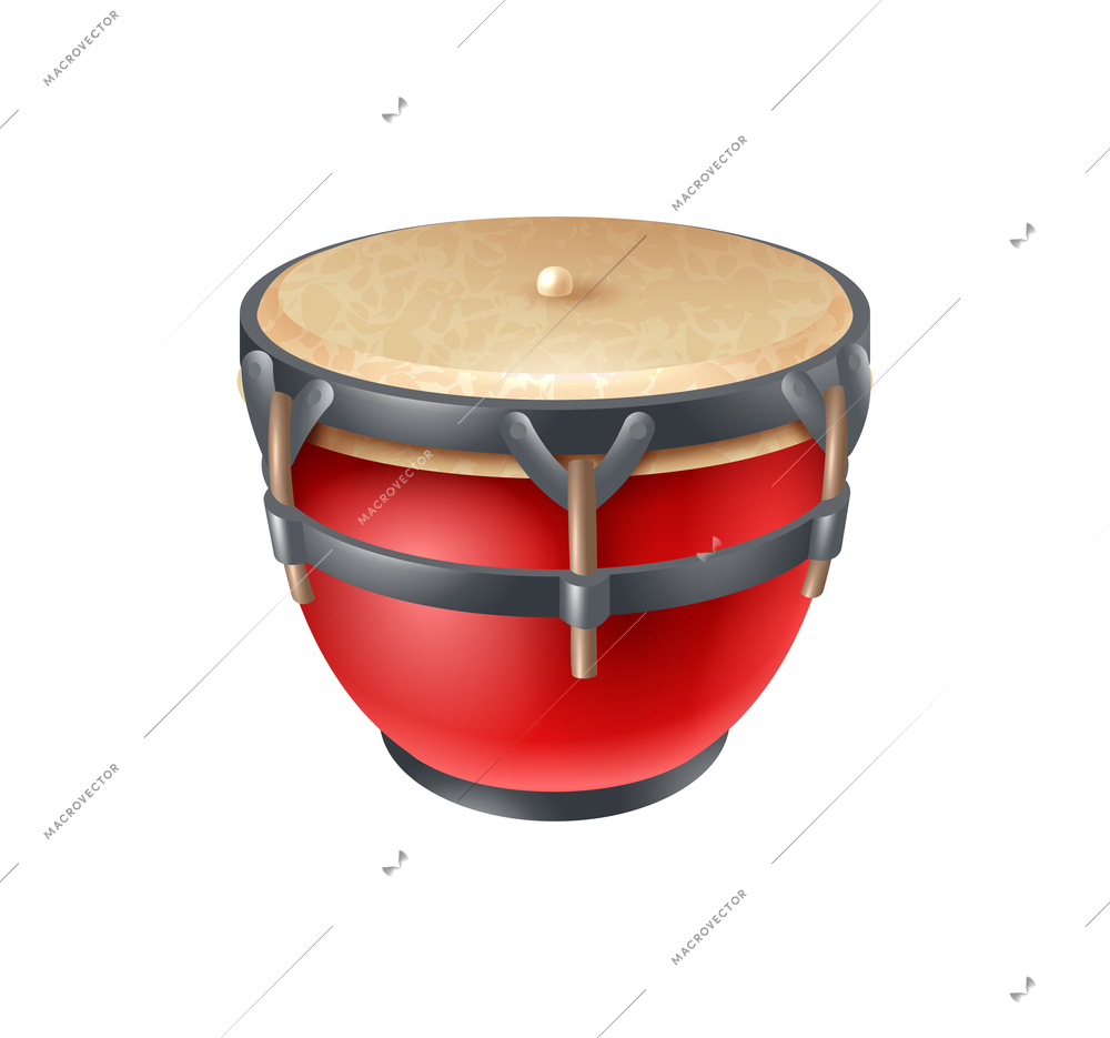 Realistic brazilian drum on white background vector illustration