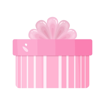 Flat pink surprise gift box with decoration vector illustration